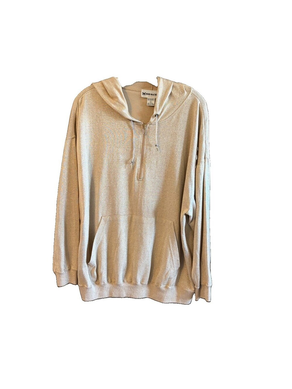 Bob Mackie XL Gold Metallic 1/4 Zip Hoodie Sweatshirt Korea